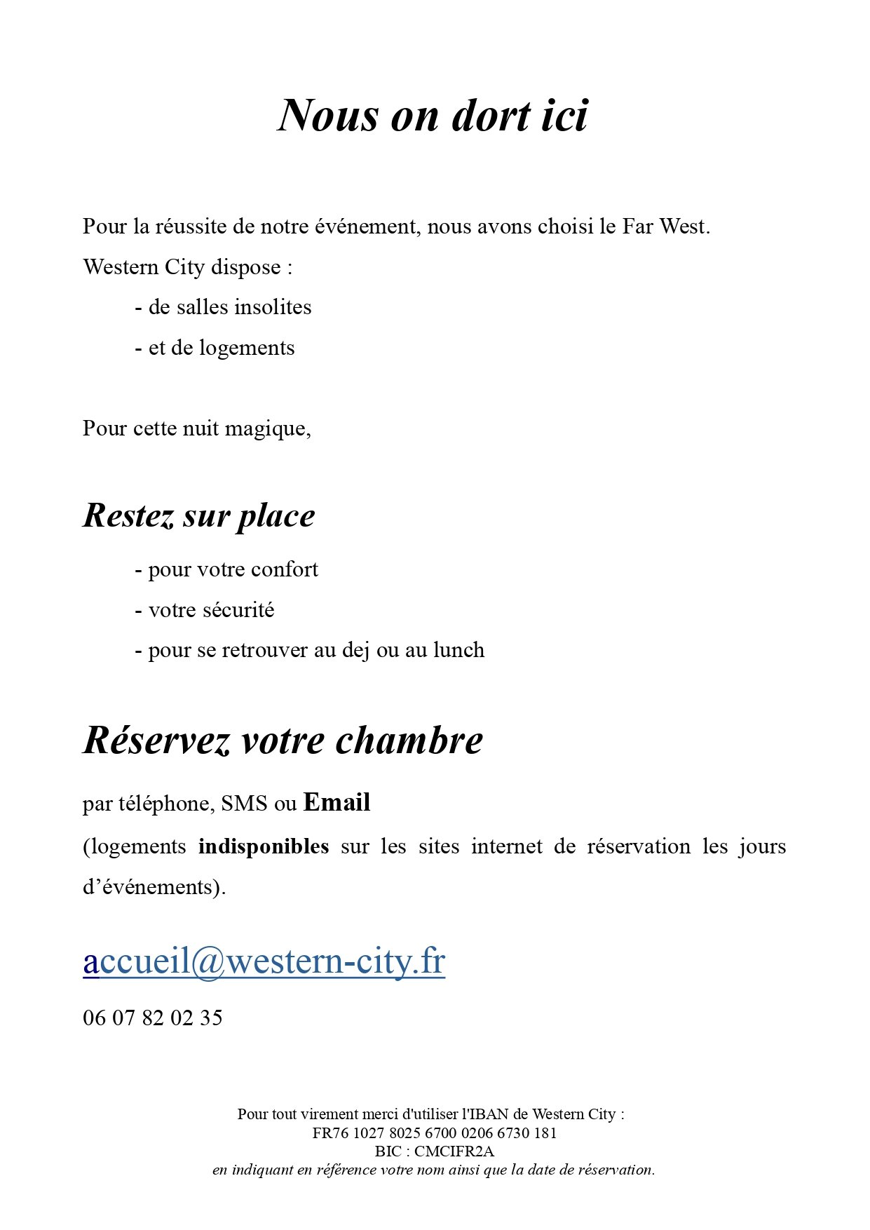 Tarif 2 Western City